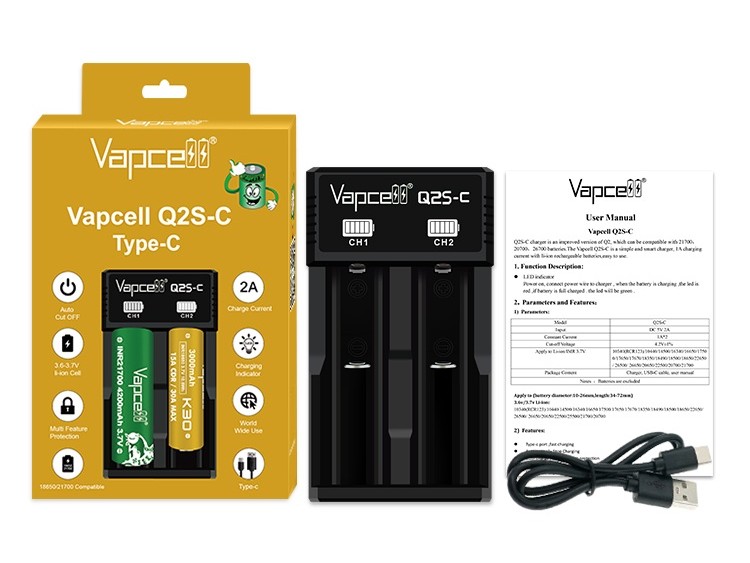Vapcell Type-C Smart Ladegerät Q2S-C - Li-Ion – Bild 4